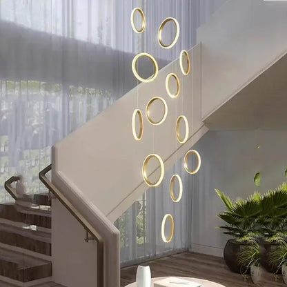 Modern golden circular led pendant lights for dining room