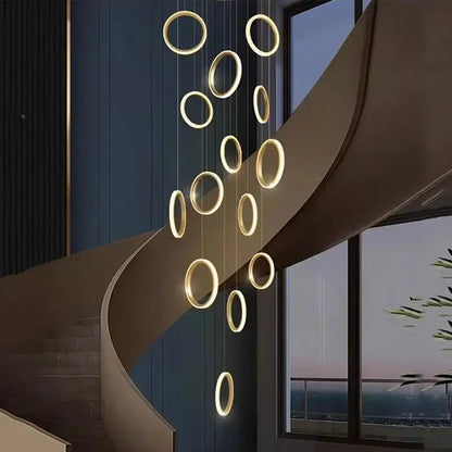 Modern golden circular led pendant lights for dining room