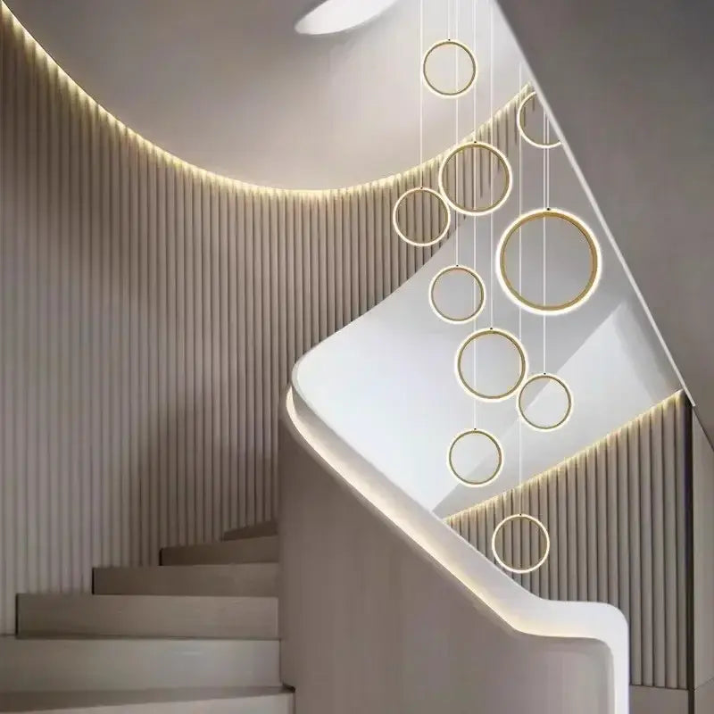 Modern golden circular led pendant lights for dining room