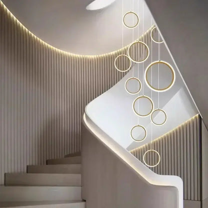 Modern golden circular led pendant lights for dining room