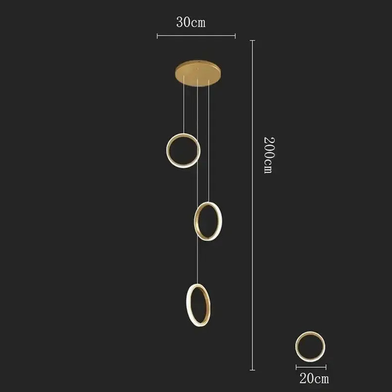 Modern golden circular led pendant lights for dining room