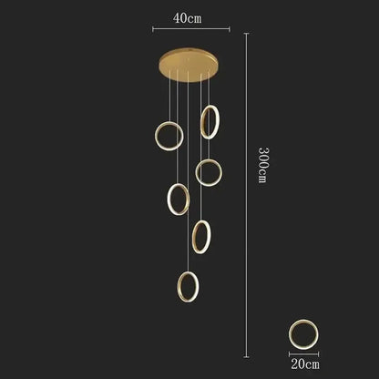 Modern golden circular led pendant lights for dining room