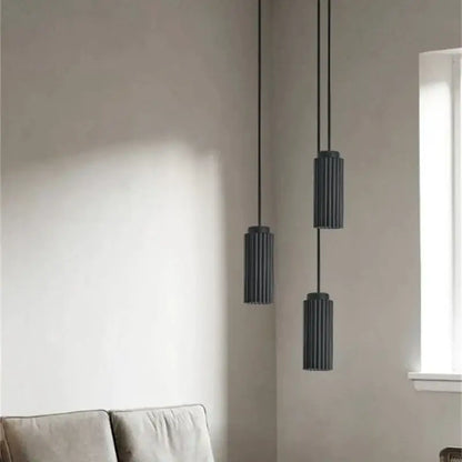 Modern fluted led pendant lights kitchen cylindrical hanging fixture