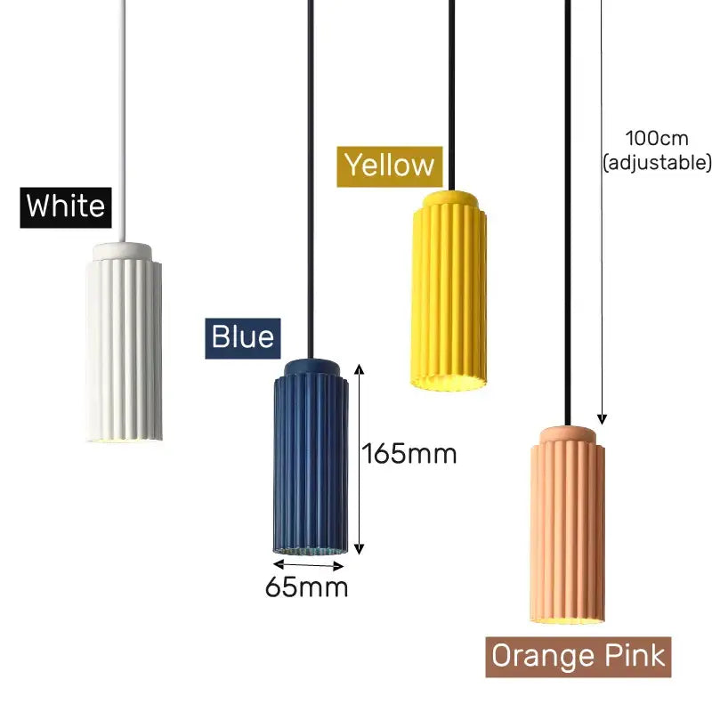 Modern fluted led pendant lights kitchen cylindrical hanging fixture