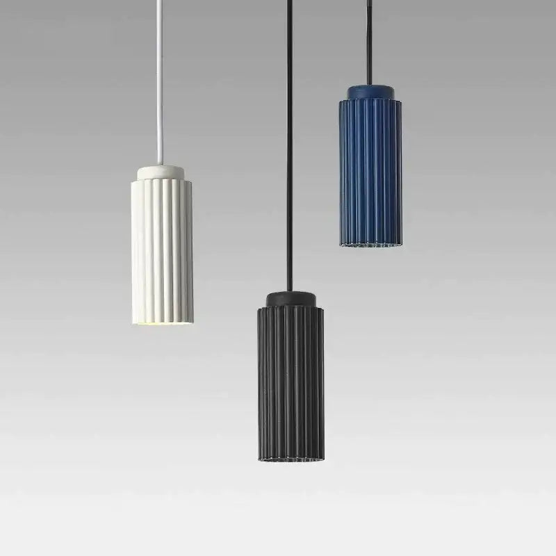 Modern fluted led pendant lights kitchen cylindrical hanging fixture