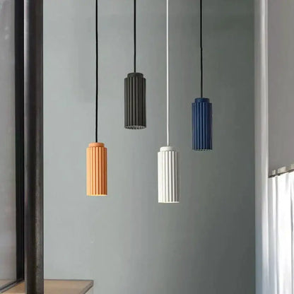 Modern fluted led pendant lights kitchen cylindrical hanging fixture