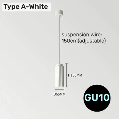 Modern fluted led pendant lights kitchen cylindrical hanging fixture
