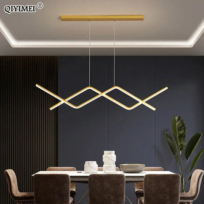 Modern arched metallic led pendant lights for kitchen with remote