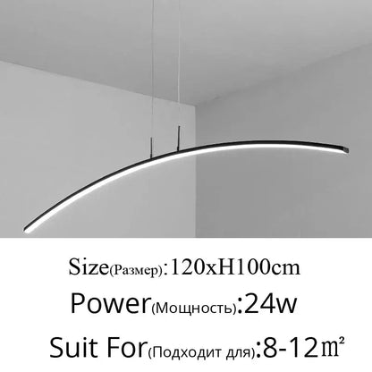 Modern arched metallic led pendant lights for kitchen with remote