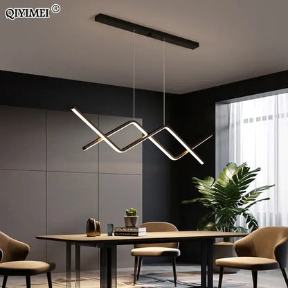 Modern arched metallic led pendant lights for kitchen with remote