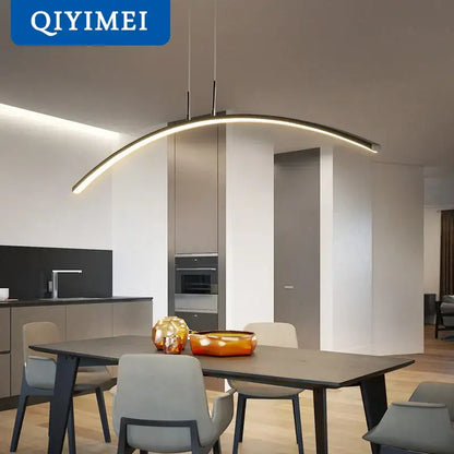 Modern arched metallic led pendant lights for kitchen with remote