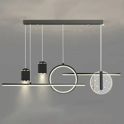 Modern black & gold led pendant lights living room circular fixture