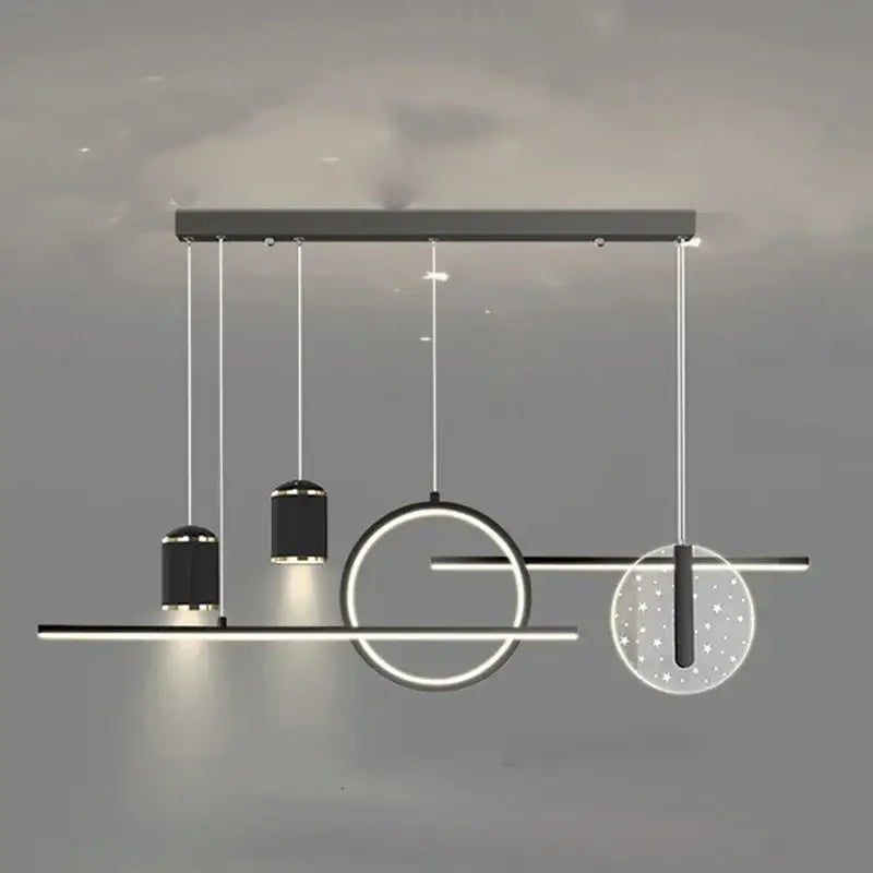 Modern black & gold led pendant lights living room circular fixture