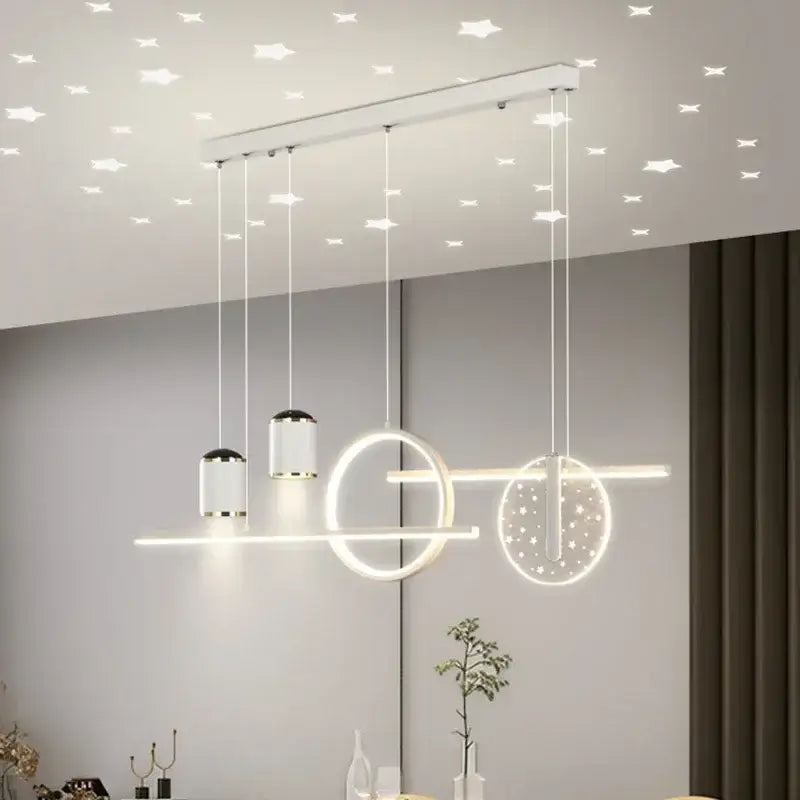 Modern black & gold led pendant lights living room circular fixture