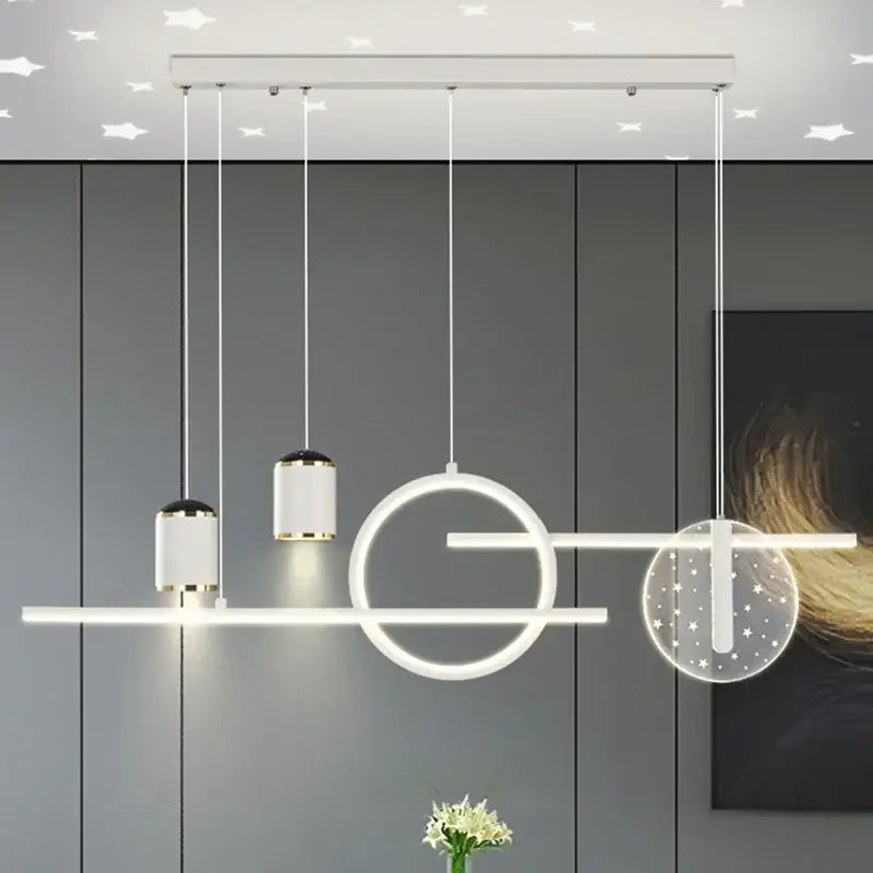 Modern black & gold led pendant lights living room circular fixture
