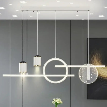 Modern black & gold led pendant lights living room circular fixture
