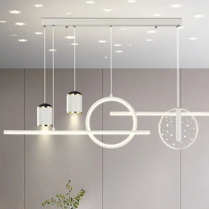 Modern black & gold led pendant lights living room circular fixture