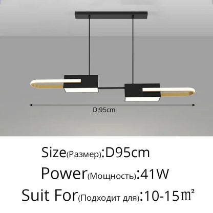 Modern black & gold led pendant lights dining room remote control