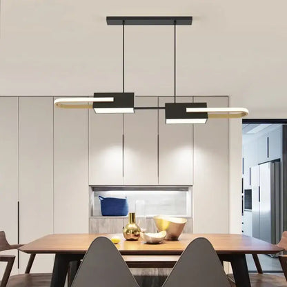 Modern black & gold led pendant lights dining room remote control
