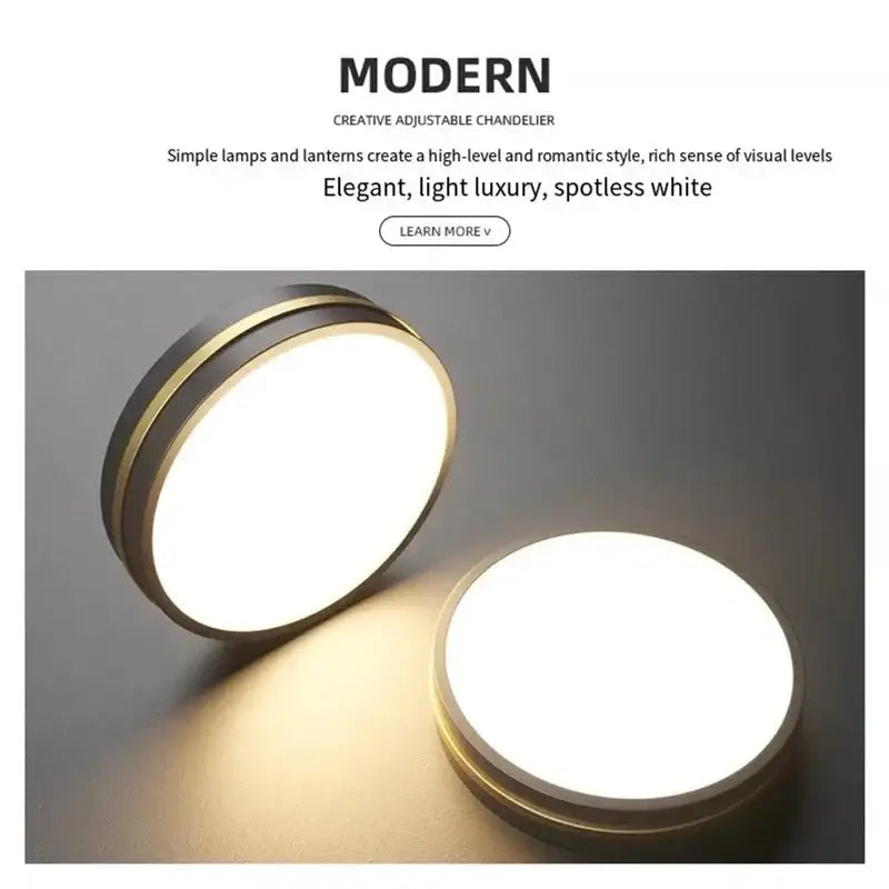 Modern black & gold led pendant lights dining room remote control