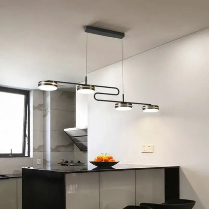 Modern black & gold led pendant lights dining room remote control