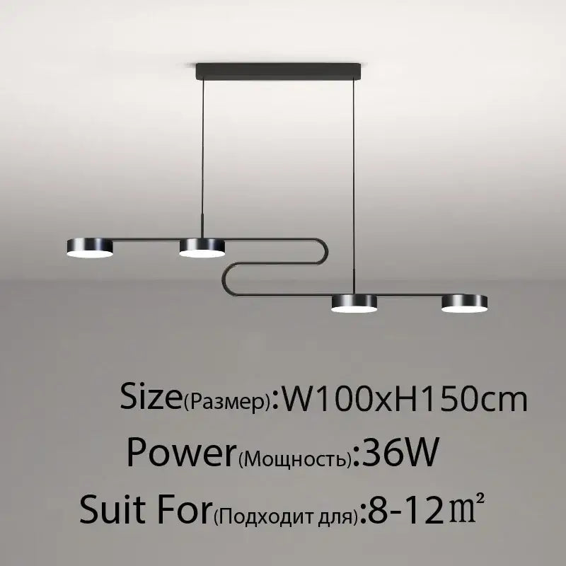 Modern black & gold led pendant lights dining room remote control