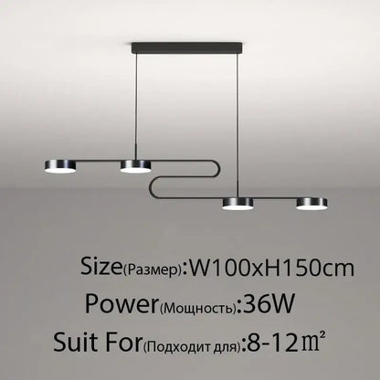 Modern black & gold led pendant lights dining room remote control