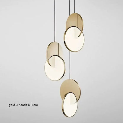 Modern gold led pendant ring light for dining room