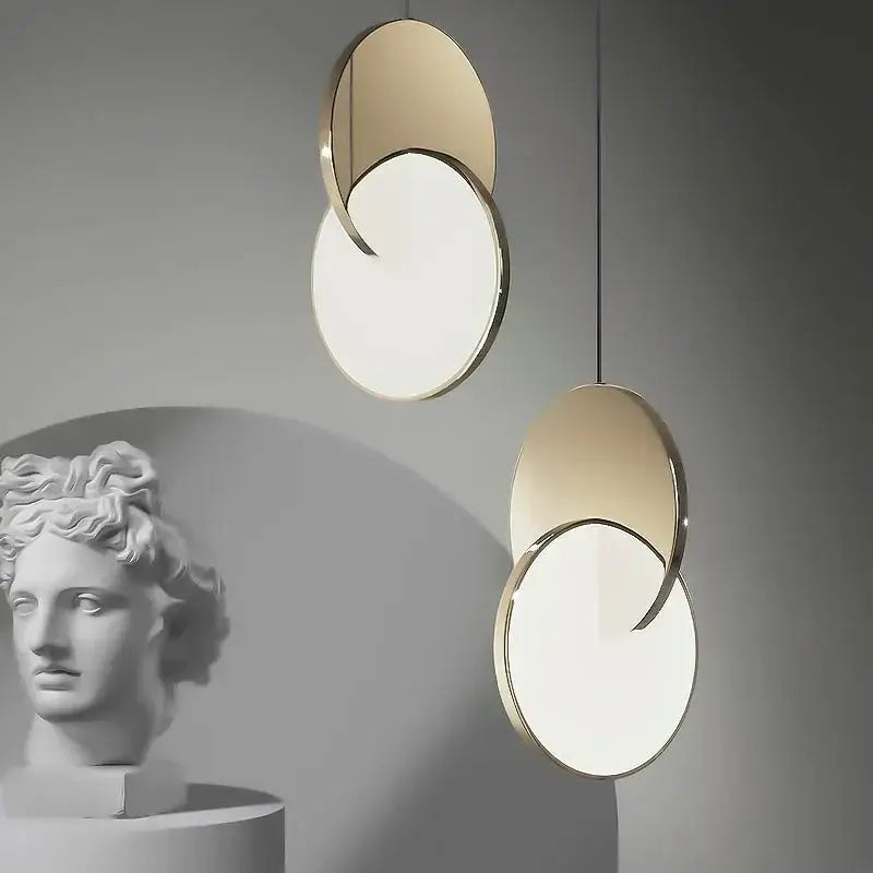 Modern gold led pendant ring light for dining room