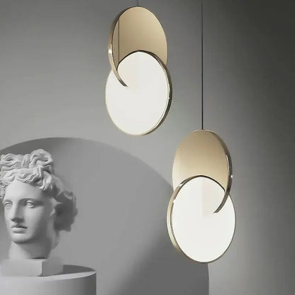 Modern gold led pendant ring light for dining room