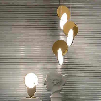 Modern gold led pendant ring light for dining room