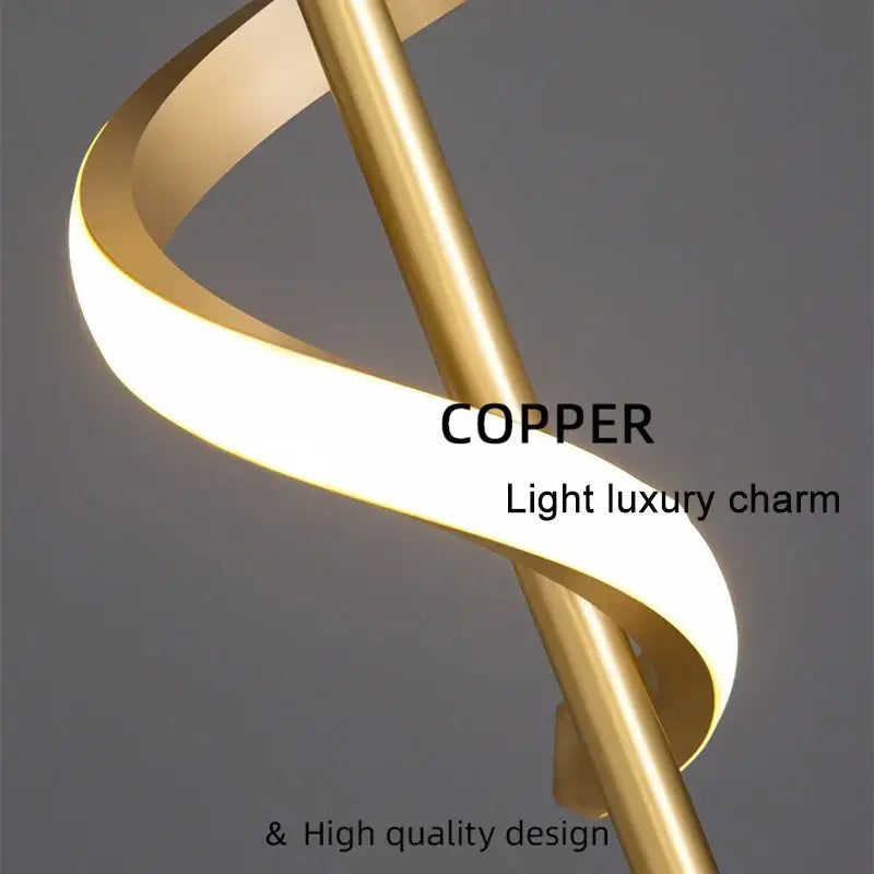 Modern black spiral led wall lamps bedroom warm glow light strip