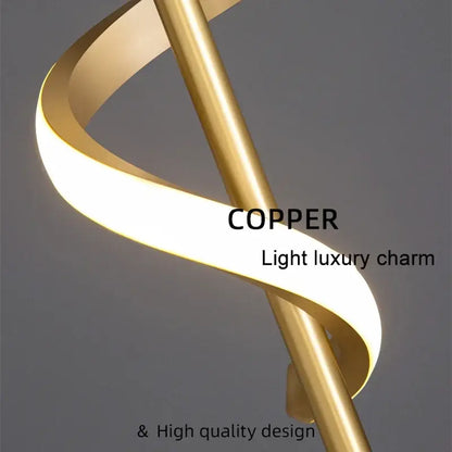 Modern black spiral led wall lamps bedroom warm glow light strip