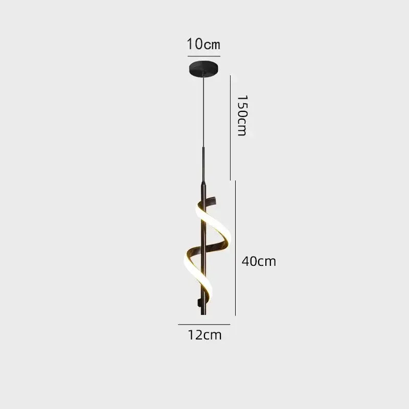 Modern black spiral led wall lamps bedroom warm glow light strip