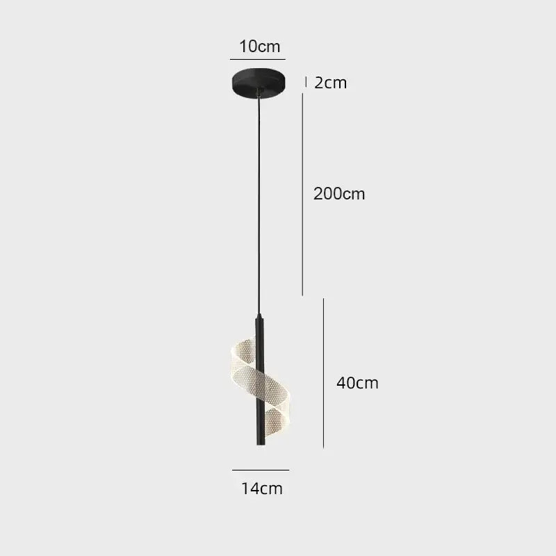 Modern black spiral led wall lamps bedroom warm glow light strip