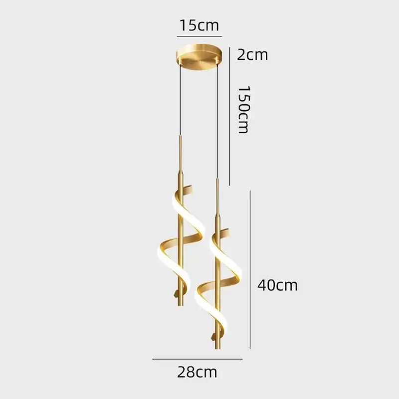 Modern black spiral led wall lamps bedroom warm glow light strip