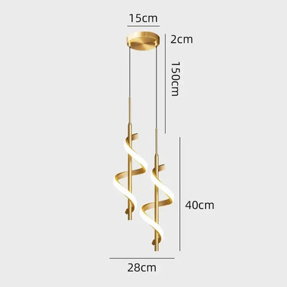 Modern black spiral led wall lamps bedroom warm glow light strip