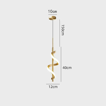 Modern black spiral led wall lamps bedroom warm glow light strip