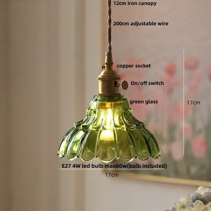 Blue ribbed glass and brass led pendant light for kitchens