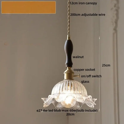 Blue ribbed glass and brass led pendant light for kitchens