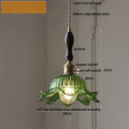 Blue ribbed glass and brass led pendant light for kitchens