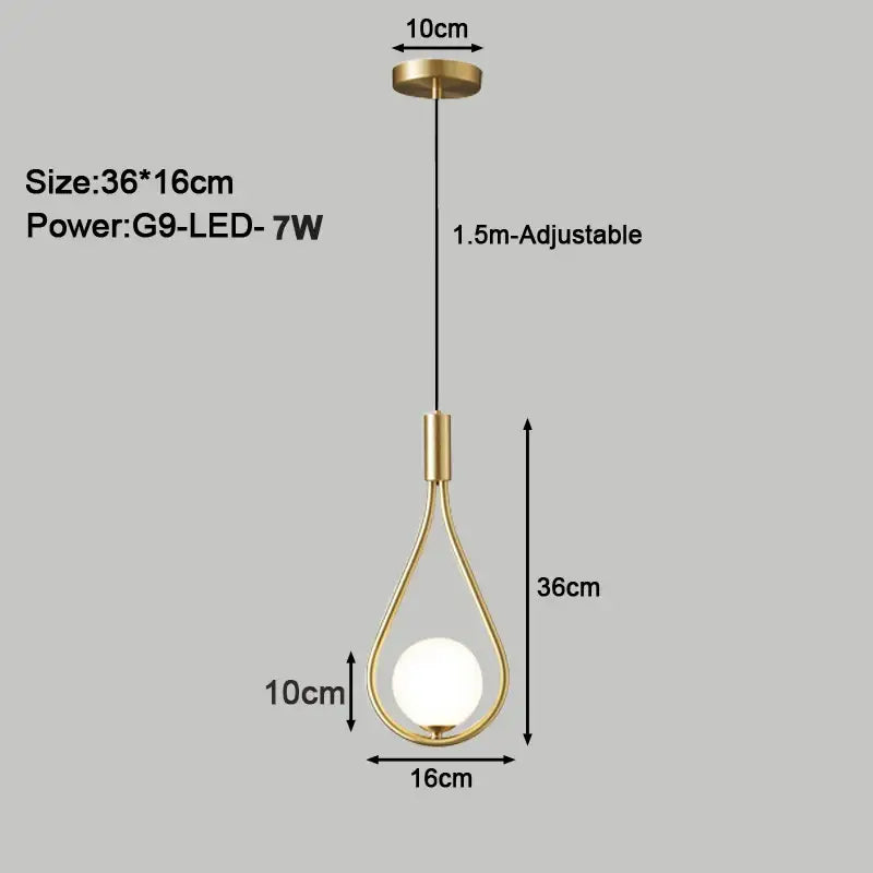 Modern gold teardrop led pendant lights dining room chandelier