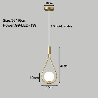 Modern gold teardrop led pendant lights dining room chandelier