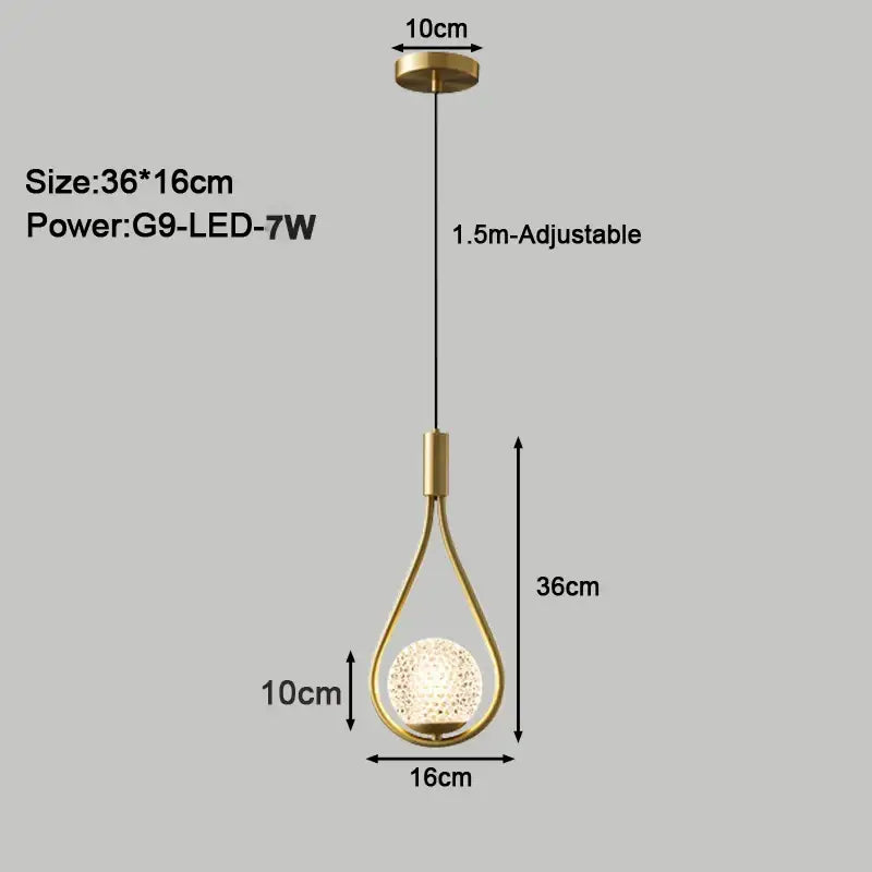 Modern gold teardrop led pendant lights dining room chandelier