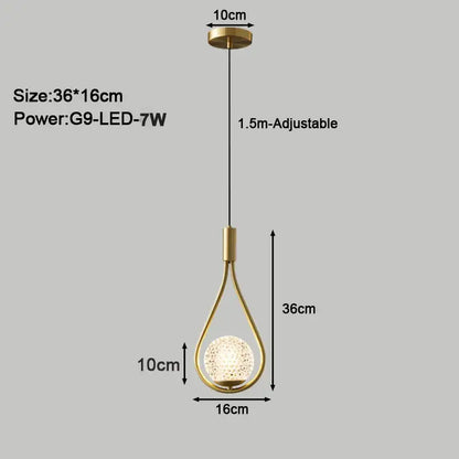 Modern gold teardrop led pendant lights dining room chandelier