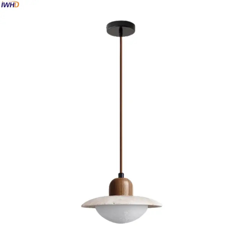 Minimalist bronze and wood led pendant lights bedroom glass lamp