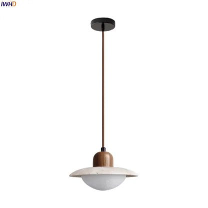 Minimalist bronze and wood led pendant lights bedroom glass lamp