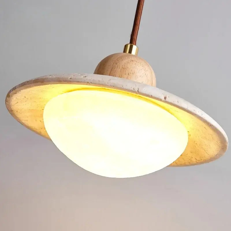 Minimalist bronze and wood led pendant lights bedroom glass lamp