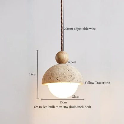 Minimalist bronze and wood led pendant lights bedroom glass lamp