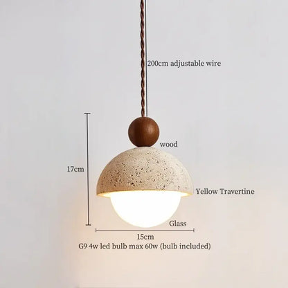 Minimalist bronze and wood led pendant lights bedroom glass lamp